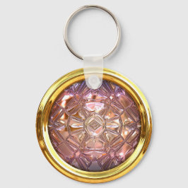 Vintager Glasnähknopf Rosa und Gold Schlüsselanhänger