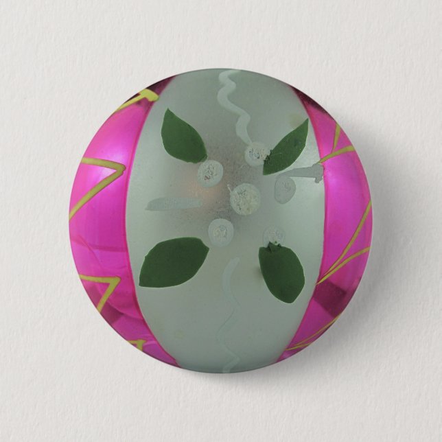 Vintager Glass Weihnachtsball Gegenwart Dekoration Button (Vorderseite)