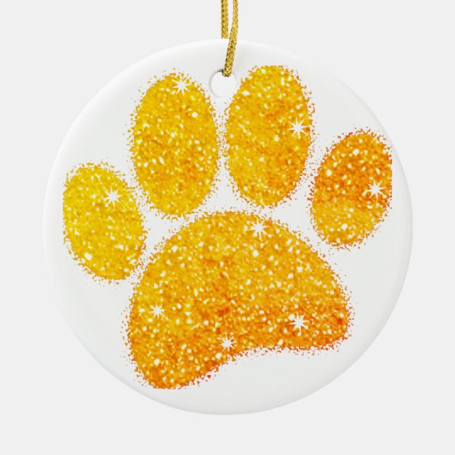 Vintager Glitzer Dog Pawprint Keramik Ornament (Vorne)
