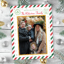 Vintager Glitzer Fotos Luftpost Weihnachten Postkarte