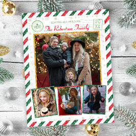 Vintager Glitzer Fotos Luftpost Weihnachten Postkarte