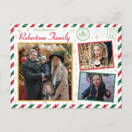 Vintager Glitzer Fotos Luftpost Weihnachten Postkarte