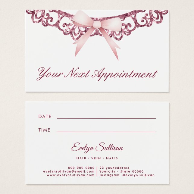 Vintager Glitzer-Rahmen Rosa-Bug-Terminkarte (Vorne & Hinten)