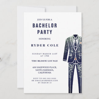 Vintager Glitzer Tux Bachelor Party Einladung