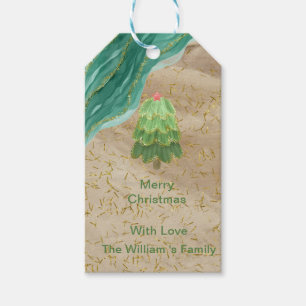 Vintager Glitzer Weihnachtsbaum Geschenkanhänger