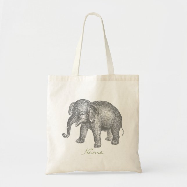 Vintager glücklicher Baby-Elefant Tragetasche (Vorne)
