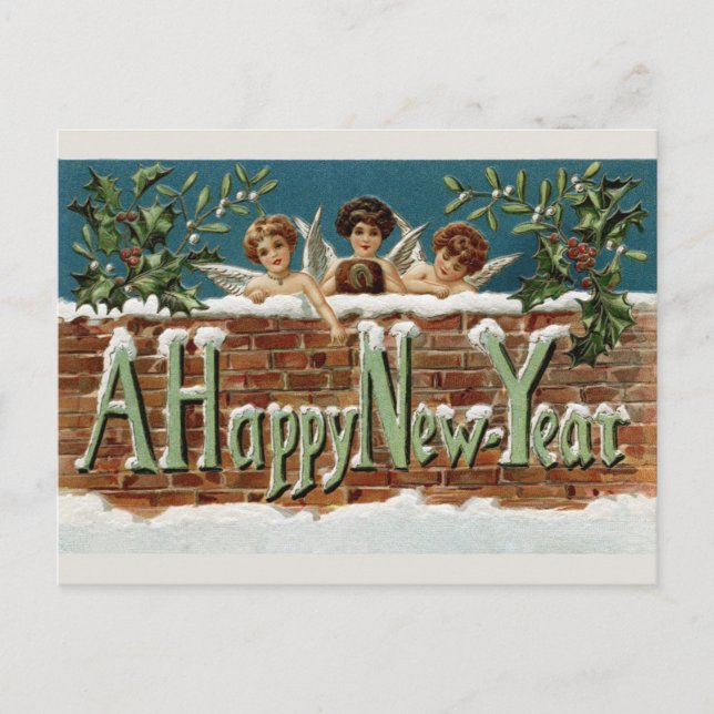 Vintager glücklicher Niedlicher Angel Cherub Postkarte (Vorderseite)