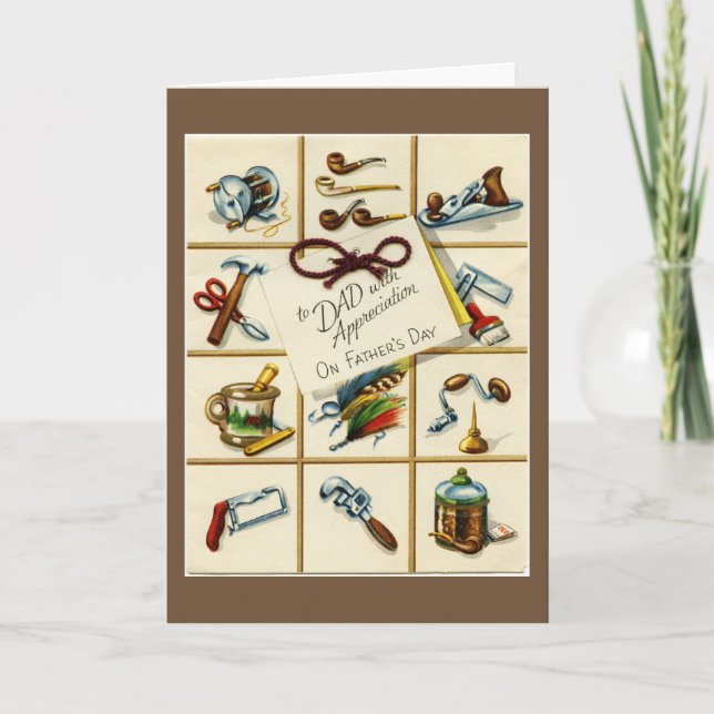 Vintager glücklicher Vatertag Karte (Vorderseite)