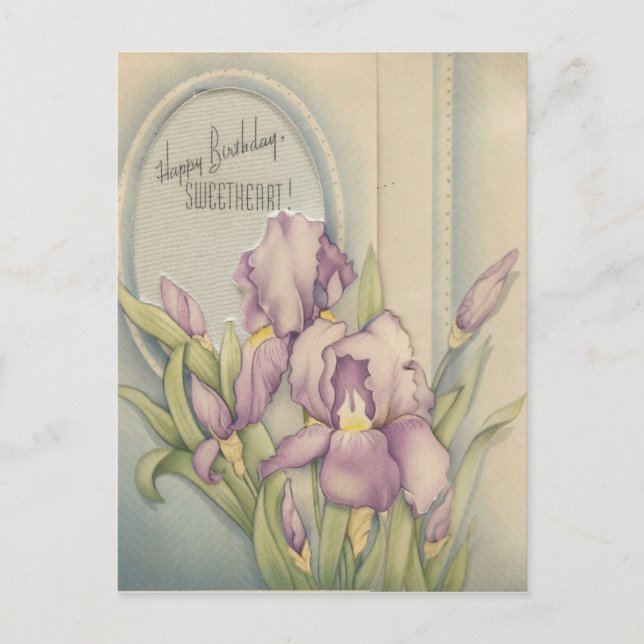 Vintager Glückwunsch zum Geburtstag Sweetheart mit Postkarte (Vorderseite)