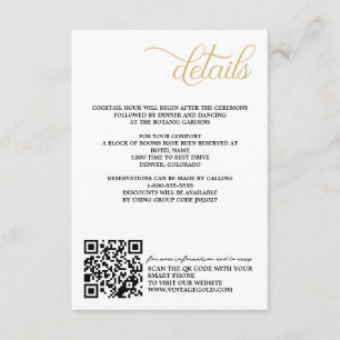 Vintager Gold QR Code und Details Begleitkarte