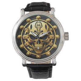Vintager Goldener Schädel 01 Armbanduhr
