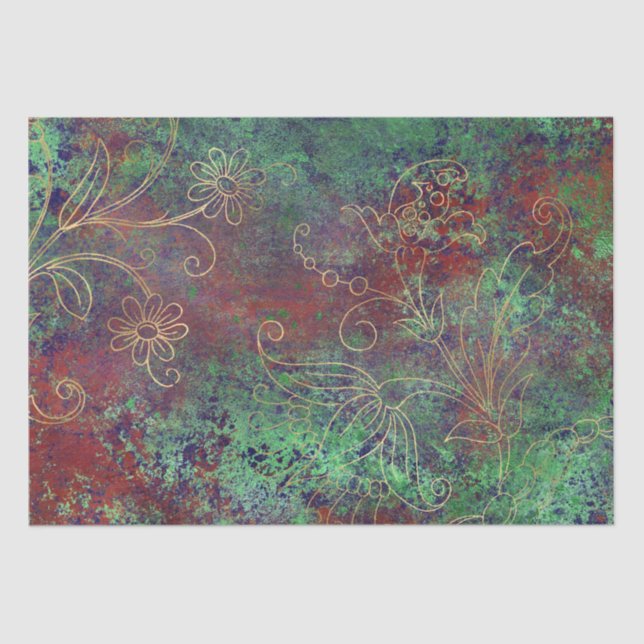 Vintager Goldflorengatter Seidenpapier (Vorderseite)