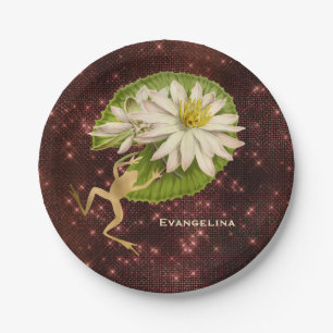 Vintager Goldfrosch Lily Pad Pappteller