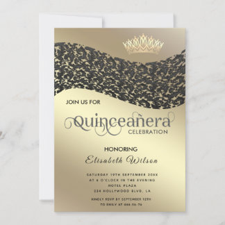 Vintager Goldstaudamassel Tiara Quinceañera Einladung