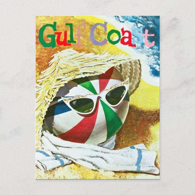 Vintager Golf Coast Beach Ball Postkarte (Vorderseite)