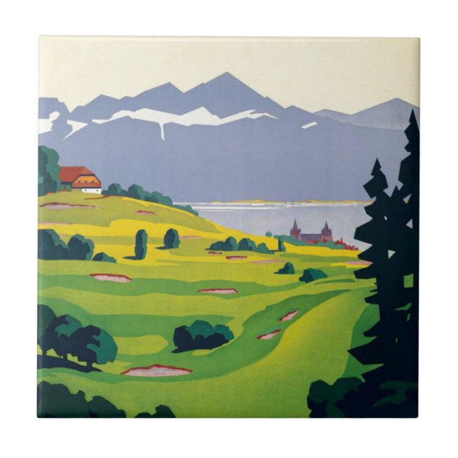 Vintager Golf Lausanne Fliese (Vorderseite)