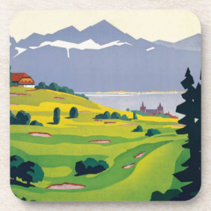 Vintager Golf Lausanne Getränkeuntersetzer