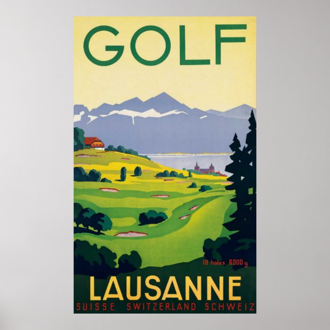 Vintager Golf Lausanne Poster (Vorne)