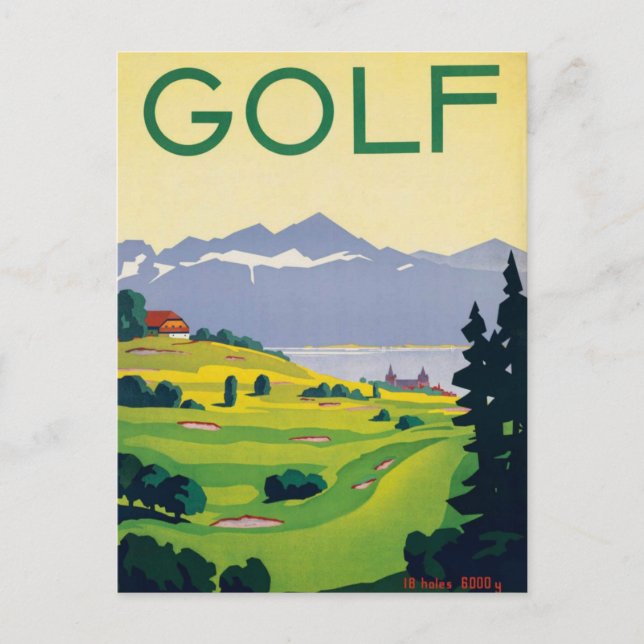 Vintager Golf Lausanne Postkarte (Vorderseite)