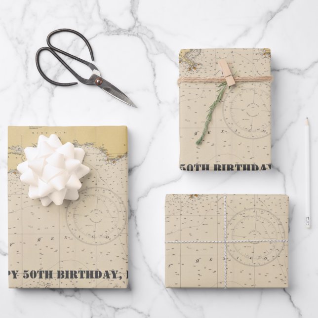 Vintager Golf von Mexiko - Authentische Wasserkart Geschenkpapier Set (Vorderseite)