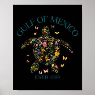 Vintager Golf von Mexiko Osten 1550 Blumenschildkr Poster