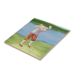 Vintager Golfspieler durch den Riverbank Fliese