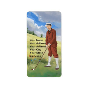 Vintager Golfspieler im rauen Adressaufkleber