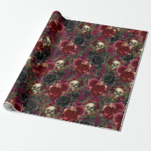Vintager Gothischer Schädel und Rose Rot und Schwa