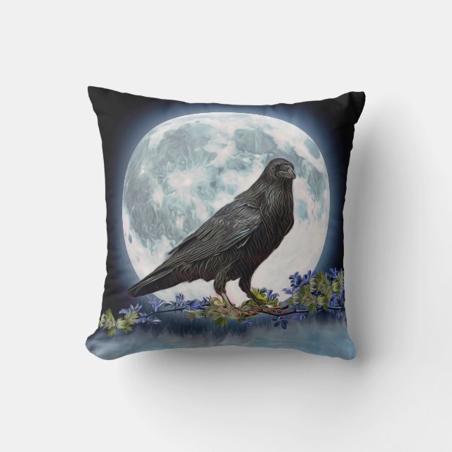 Vintager gotischer Halloween-Riesenvogel Kissen (Vorderseite)