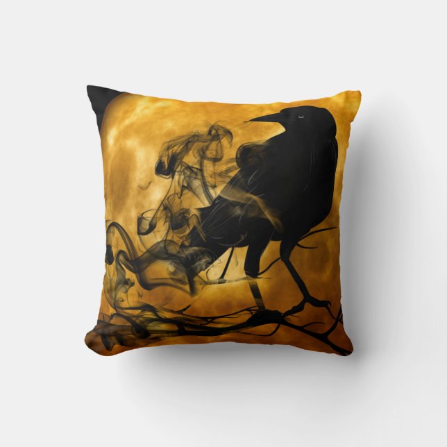 Vintager gotischer Halloween-Riesenvogel Kissen (Vorderseite)