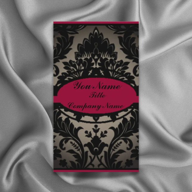 Vintager gotischer Modeburgund Visitenkarte (vintage gothic fashion burgundy black damask business card)