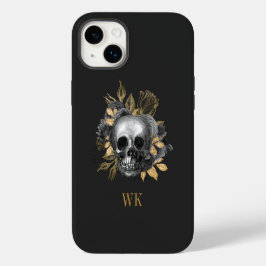 Vintager gotischer Schwarz-Gold-Blütenschädel Case-Mate iPhone 14 Plus Hülle