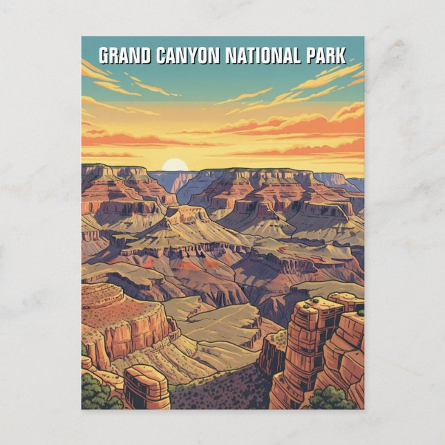 Vintager Grand Canyon Nationalpark Postkarte (Vorderseite)