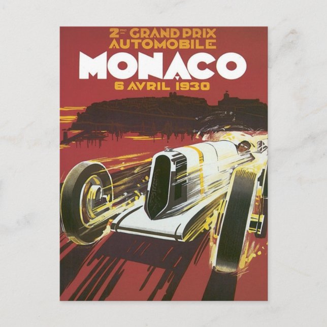 Vintager Grand Prix Monaco Postkarte (Vorderseite)