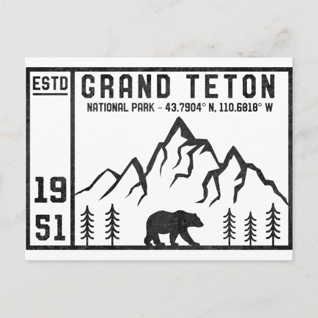 Vintager Grand Teton Nationalpark Wyoming Postkarte (Vorderseite)