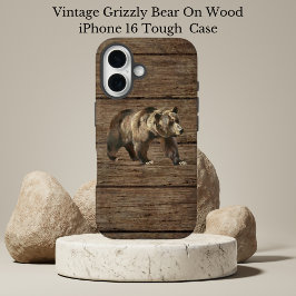 Vintager Grizzly Bär iPhone 16 Fall Hülle