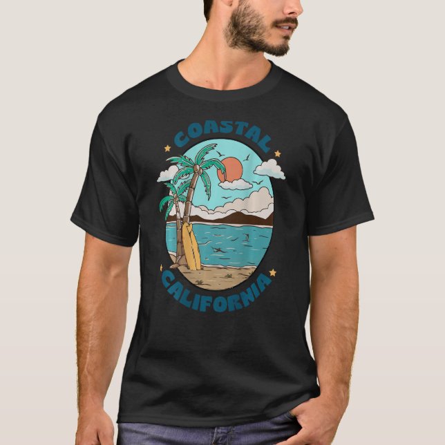 Vintager Groovy Coastal Cali Beach Sommerurlaub T-Shirt (Vorderseite)