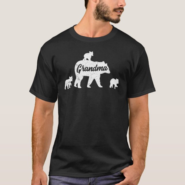Vintager Großbär 3 Cubs Muttertag T-Shirt (Vorderseite)