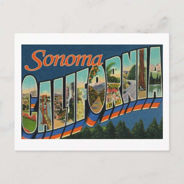 Vintager Großbuchstabe Sonoma California Postkarte (Vorderseite)