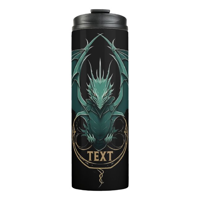 Vintager Grüner Drache Elegance Thermosbecher (Vorderseite)