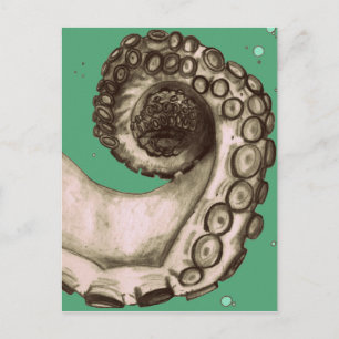 Vintager grüner Oktopus Tentacle Postkarte