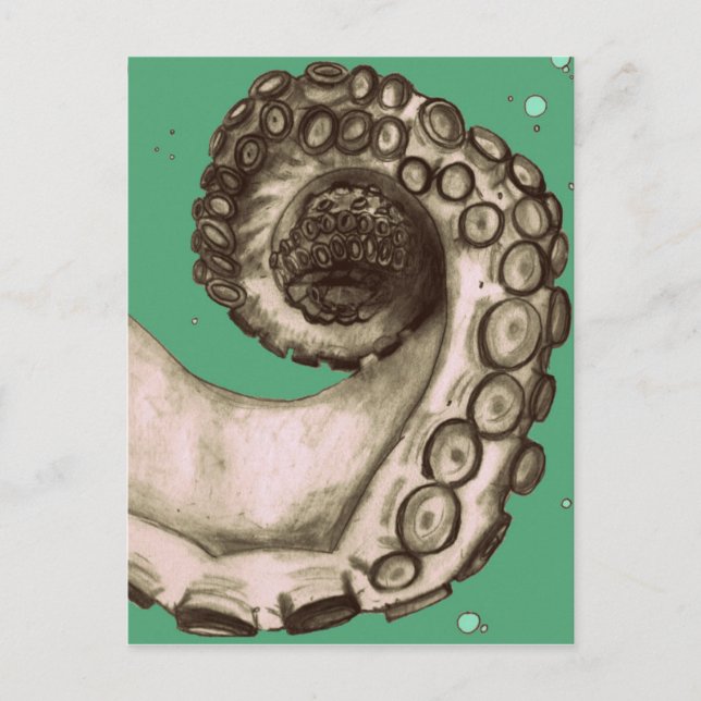 Vintager grüner Oktopus Tentacle Postkarte (Vorderseite)