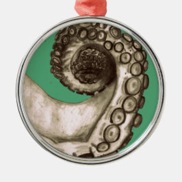 Vintager grüner Oktopus Tentacle Silbernes Ornament