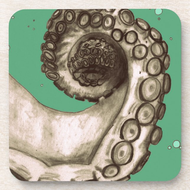 Vintager grüner Oktopus Tentacle Untersetzer (Vorderseite)