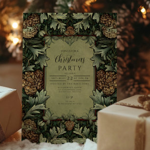Vintager grüner Pinecone Botanische Weihnachtszeit Einladung