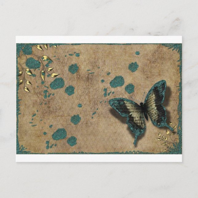 Vintager grüner Schmetterling Postkarte (Vorderseite)