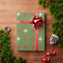 Vintager Grüner Weihnachtsstar Geschenkpapier