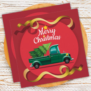 Vintager Grüner Weihnachtswagen Feiertagskarte