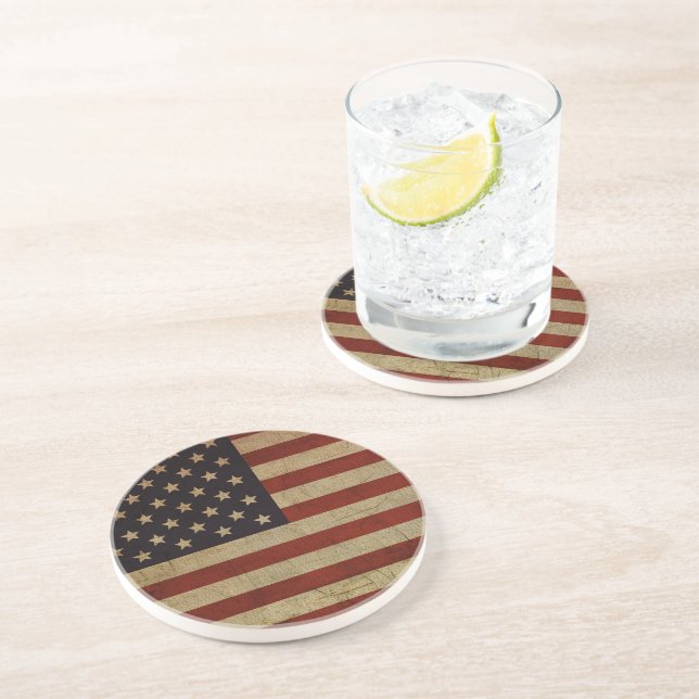 Vintager Grunge American Flag Untersetzer (Seite)