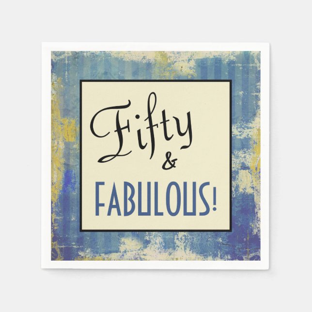 Vintager Grunge Chic Fifty & FABULOUS! Geburtstag Serviette (Vorderseite)